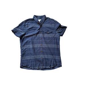 AMERICAN EAGLE short sleeve button up collared shirt; size L; 100% cotton, Blue